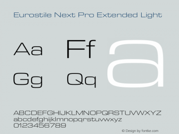 Eurostile Next Pro Ext Light Version 2.00 Font Sample