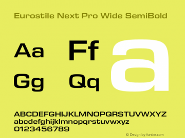 Eurostile Next Pro Wide SmBd Version 1.00 Font Sample