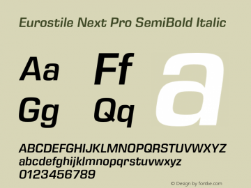 Eurostile Next Pro SemiBold It Version 1.00 Font Sample