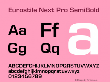 Eurostile Next Pro SemiBold Version 2.00 Font Sample