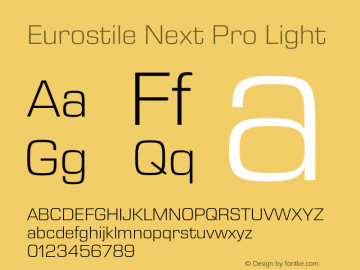 Eurostile Next Pro Light Version 2.00 Font Sample
