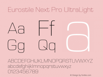Eurostile Next Pro UltraLt Version 2.00 Font Sample