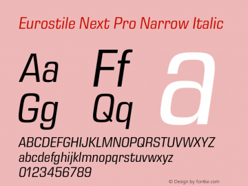 Eurostile Next Pro Nr It Version 1.00 Font Sample
