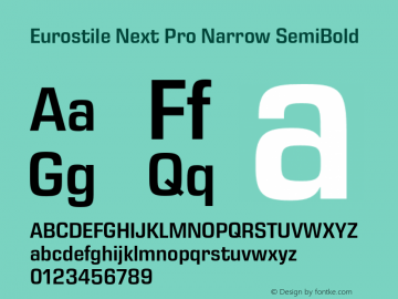 Eurostile Next Pro Nr SemiBd Version 1.00 Font Sample