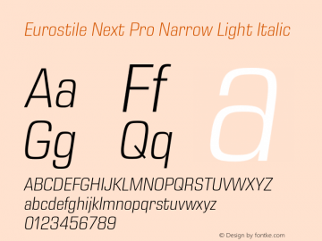 Eurostile Next Pro Nr Light It Version 1.00 Font Sample