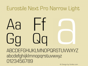 Eurostile Next Pro Nr Light Version 1.00 Font Sample