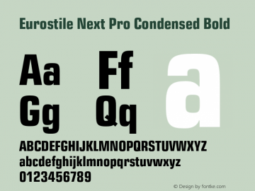 Eurostile Next Pro Cn Bold Version 2.00 Font Sample