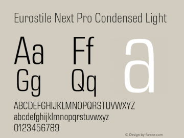 Eurostile Next Pro Cn Light Version 2.00 Font Sample