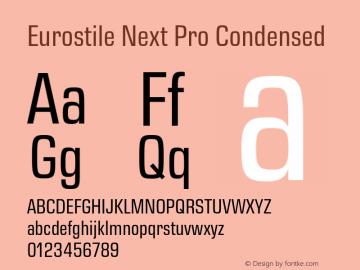 Eurostile Next Pro Cn Version 2.00 Font Sample