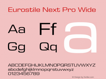 Eurostile Next Pro Wide Version 1.00 Font Sample