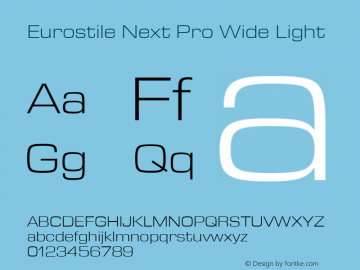 Eurostile Next Pro Wide Lt Version 1.00 Font Sample