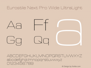 Eurostile Next Pro Wide UltraLt Version 1.00 Font Sample