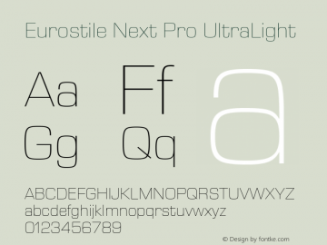 Eurostile Next Pro UltraLt Version 2.00 Font Sample