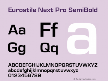Eurostile Next Pro SemiBold Version 2.00 Font Sample