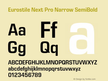 Eurostile Next Pro Nr SemiBd Version 1.00 Font Sample