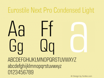Eurostile Next Pro Cn Light Version 2.00 Font Sample