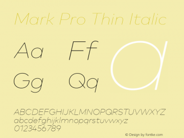 Mark Pro Thin Italic Version 7.504; 2016; Build 1021图片样张