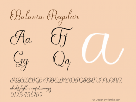 Balania Version 1.00;November 11, 2020;FontCreator 13.0.0.2683 64-bit图片样张