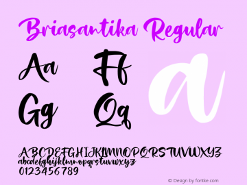 Briasantika Version 1.00;December 4, 2020;FontCreator 12.0.0.2547 64-bit Font Sample