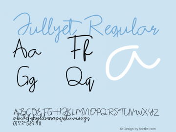 Jullyet Version 1.00;December 3, 2020;FontCreator 11.5.0.2430 64-bit图片样张