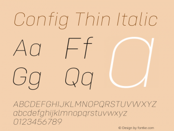 Config Thin Italic Version 1.000;PS 001.000;hotconv 1.0.88;makeotf.lib2.5.64775 Font Sample