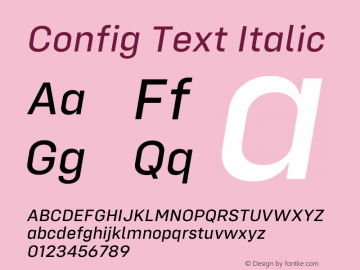 Config Text Italic Version 1.000;PS 001.000;hotconv 1.0.88;makeotf.lib2.5.64775图片样张