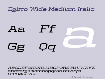 Egitto Wide Medium Italic Version 1.0; ttfautohint (v1.8.3) Font Sample