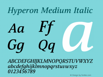 Hyperon Medium Italic Version 1.000W图片样张