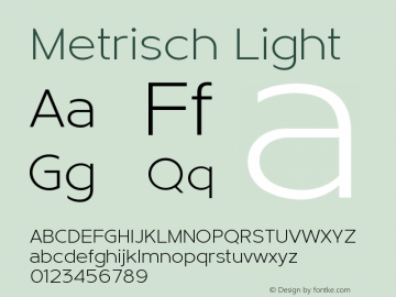 Metrisch-Light Version 001.000 Font Sample