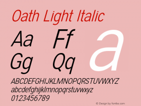 Oath-LightItalic Version 1.000图片样张