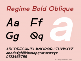 Regime Bold Oblique Version 1.000 Font Sample