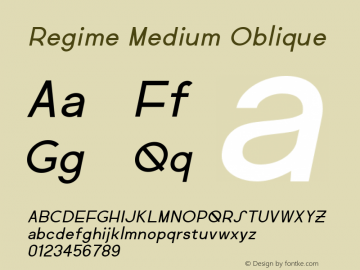 Regime Medium Oblique Version 1.000 Font Sample