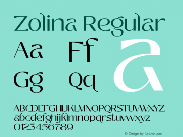 Zolina Regular Version 1.000;hotconv 1.0.109;makeotfexe 2.5.65596图片样张