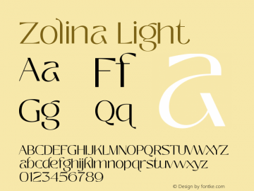 Zolina Light Version 1.000;hotconv 1.0.109;makeotfexe 2.5.65596图片样张