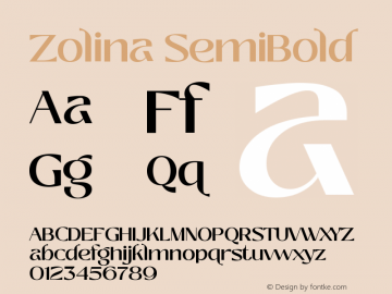 Zolina SemiBold Version 1.000;hotconv 1.0.109;makeotfexe 2.5.65596图片样张