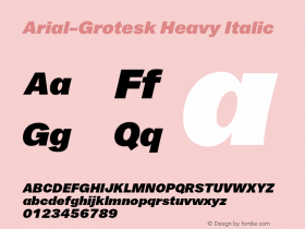 Arial-Grotesk Heavy Italic Version 1.000;PS 001.000;hotconv 1.0.88;makeotf.lib2.5.64775图片样张