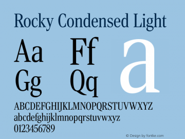 RockyCond Light Version 1.0 Font Sample
