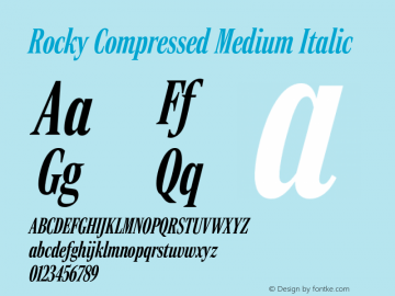 RockyComp MediumItalic Version 1.0 Font Sample