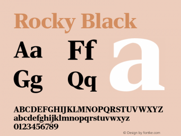 Rocky Black Version 1.0 Font Sample