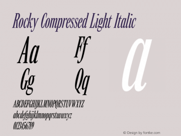 RockyComp LightItalic Version 1.0 Font Sample