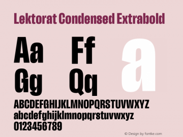Lektorat Condensed Extrabold Version 1.001;hotconv 1.0.116;makeotfexe 2.5.65601 Font Sample