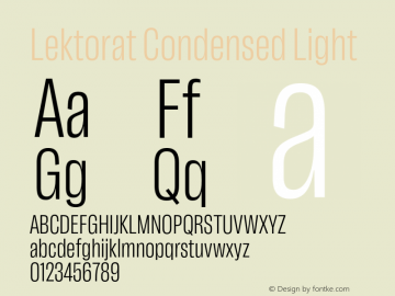 Lektorat Condensed Light Version 1.001;hotconv 1.0.116;makeotfexe 2.5.65601 Font Sample