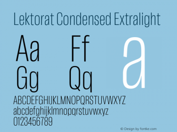 Lektorat Condensed Extralight Version 1.001;hotconv 1.0.116;makeotfexe 2.5.65601 Font Sample