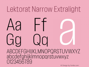 Lektorat Narrow Extralight Version 1.001;hotconv 1.0.116;makeotfexe 2.5.65601 Font Sample