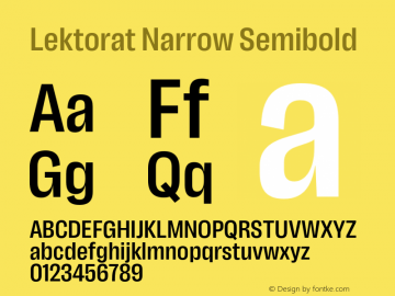 Lektorat Narrow Semibold Version 1.001;hotconv 1.0.116;makeotfexe 2.5.65601 Font Sample