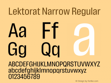 Lektorat Narrow Regular Version 1.001;hotconv 1.0.116;makeotfexe 2.5.65601 Font Sample