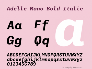 Adelle Mono Bold Italic Version 1.001;hotconv 1.0.114;makeotfexe 2.5.65599图片样张