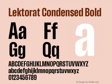 Lektorat Condensed Bold Version 1.001;hotconv 1.0.116;makeotfexe 2.5.65601 Font Sample