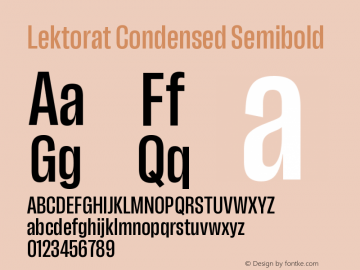 Lektorat Condensed Semibold Version 1.001;hotconv 1.0.116;makeotfexe 2.5.65601 Font Sample