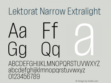 Lektorat Narrow Extralight Version 1.001;hotconv 1.0.116;makeotfexe 2.5.65601 Font Sample